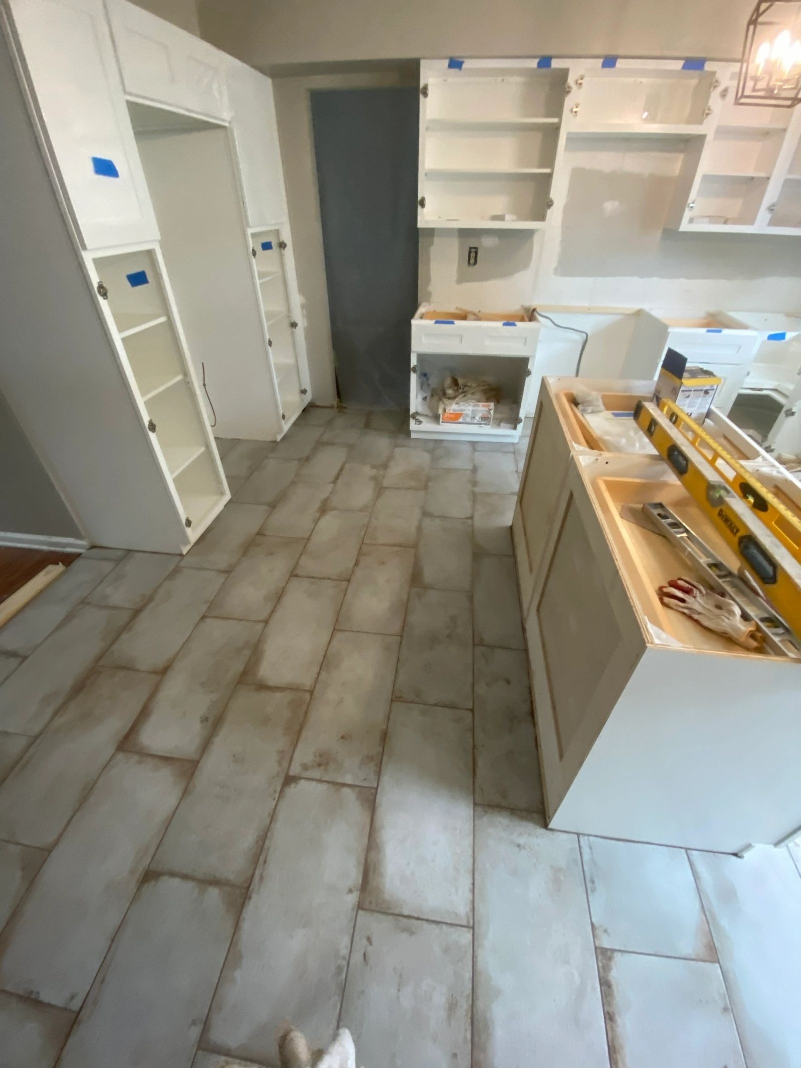 Custom flooring project showing finished planks