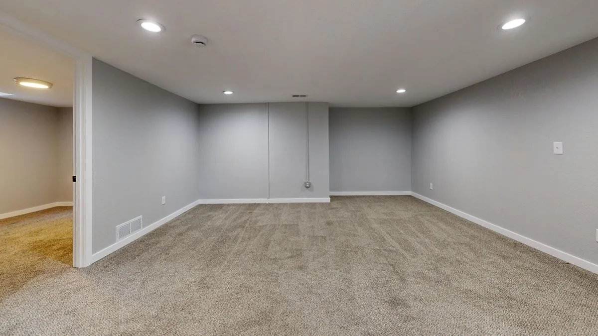 Finished basement living space with modern furnishings in Montgomery County PA